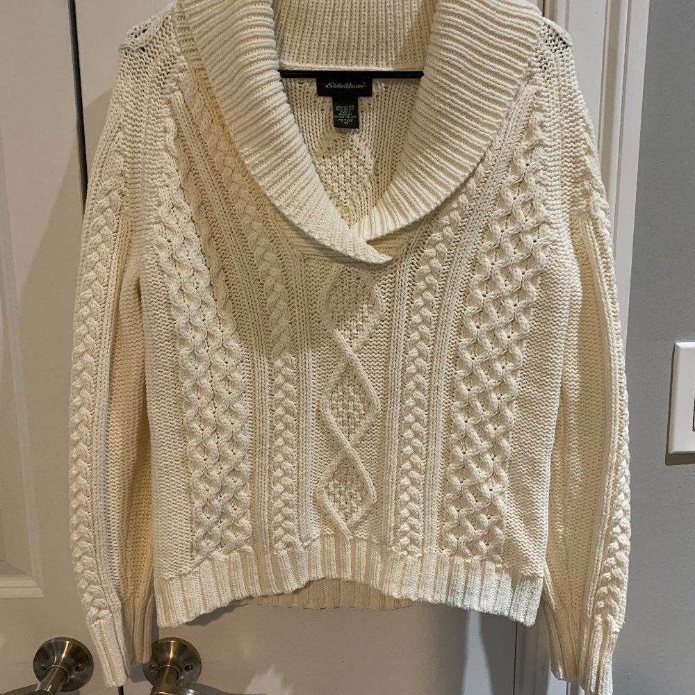 Cozy, like new white sweater from Eddie Bauer